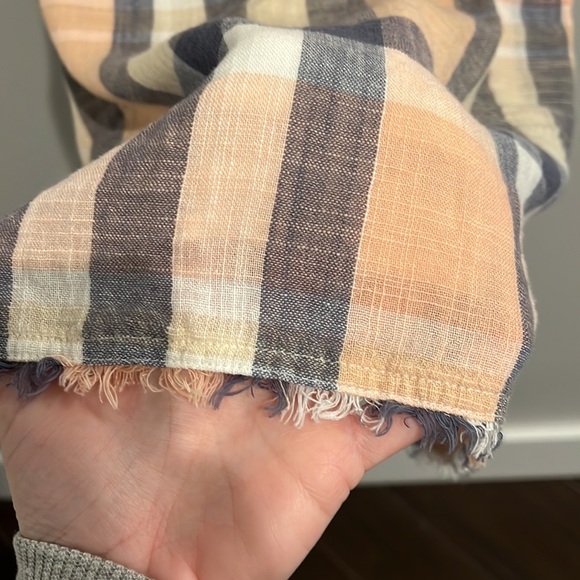 Bella Dahl Dress Lace-Up Back Plaid Midi pink and blue Size Small - Picture 6 of 9